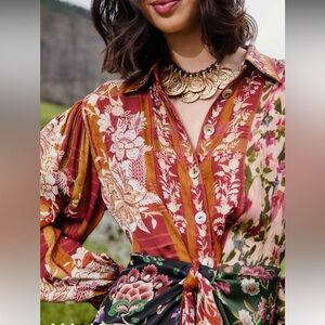 farm rio tropical fair linen mini dress Farm Rio Sand Tropical Scarf Euroflax Premium Linen Sleeveless Mini Dress, Tropical Scarf Sand / L